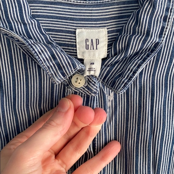 GAP Midi Stripe Shirt Dress Blue Button Up - Picture 4 of 5